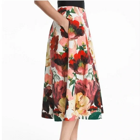 White House Black Market Multicolor Floral A-Line Skirt - Picture 2 of 5